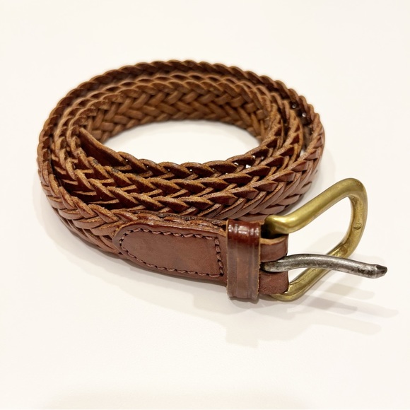 Vintage Polo Ralph Lauren Woven Braided Belt Sz 36 Saddle Brown Made in England - Picture 3 of 10